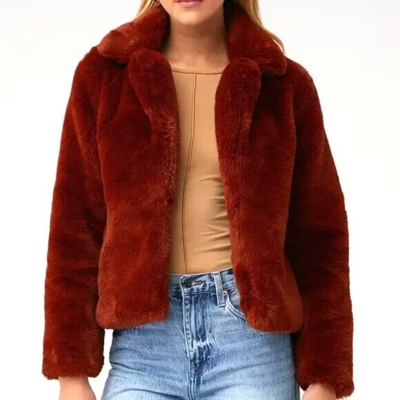 MINKPINK Faux Fur Jacket Size SMALL in Ginger New with tag $189 - Picture 11 of 12